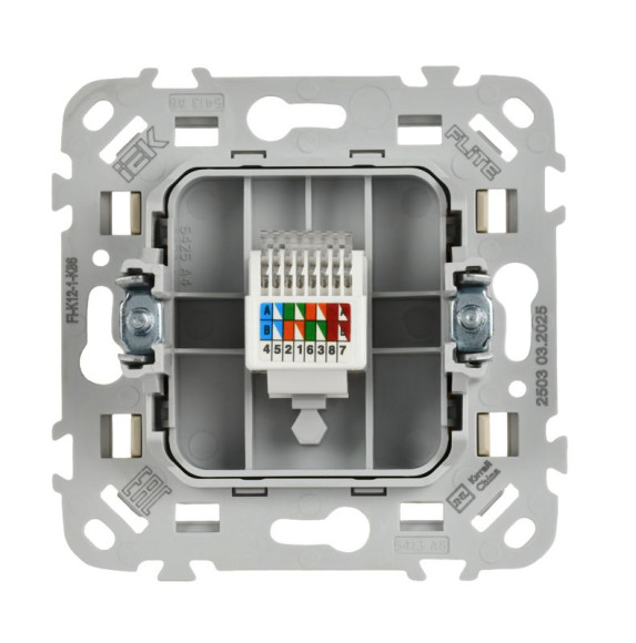 IEK FLITE Розетка компьютерная RJ45 категория 5Е UTP РК5е-1-0-ФлСл сливочный IEK, FI-K12-1-K86