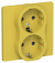 IEK FLITE Розетка 2-местная с заземлением с защитными шторками безвинтовое крепление 16А РСш12-1-К-ФлЖК желтый карри IEK, FI-R24C-16-1-K44