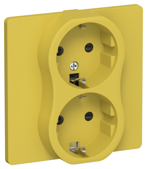 IEK FLITE Розетка 2-местная с заземлением с защитными шторками безвинтовое крепление 16А РСш12-1-К-ФлЖК желтый карри IEK, FI-R24C-16-1-K44