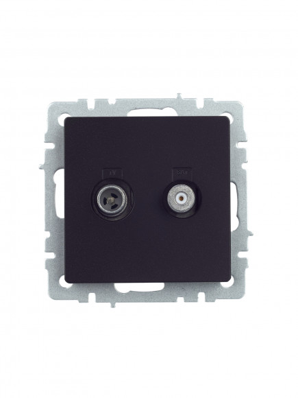 IEK BRITE Розетка двойная TV+SAT РТВ/РСп12-БрЧ черный , BR-AF20-O-K02