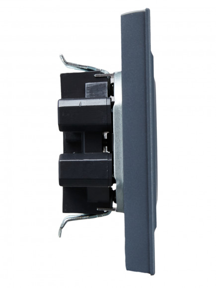 IEK BRITE Розетка 2-местная без заземления с защитными шторками 10А в сборе РСш12-2-БрМ маренго , BR-R23-10-K35-F