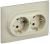 IEK SKANDY Розетка 2-местная с заземлением с защитными шторками 16А в сборе SK-R07B бежевый , SK-R24-16-K10-F