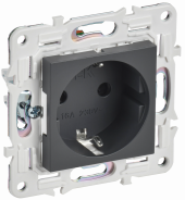 SKANDY Розетка с заземлением с защитными шторками 16А безвинтовое крепление SK-R06T титан , SK-R14-16-1-K48