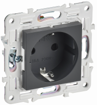 SKANDY Розетка с заземлением с защитными шторками 16А безвинтовое крепление SK-R06T титан , SK-R14-16-1-K48