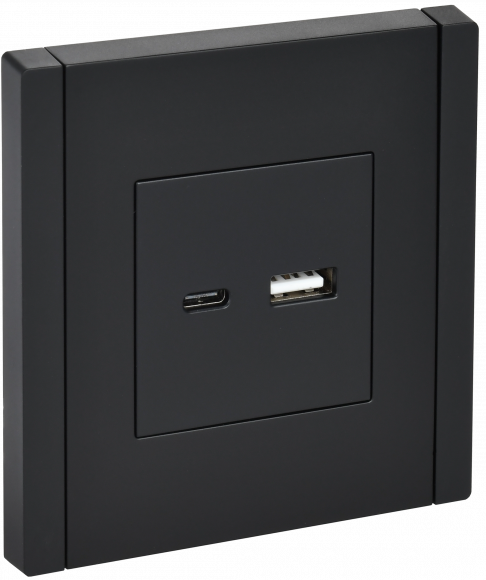 IEK FORTE&PIANO Розетка USB A+C 3,1А FP150 черный IEK, FP-U22-D31-K02