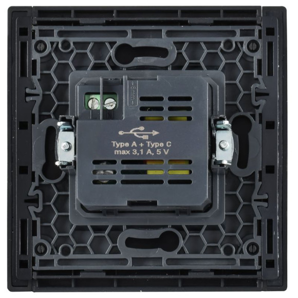 IEK FORTE&PIANO Розетка USB A+C 3,1А FP150 черный , FP-U22-D31-K02