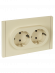 IEK FORTE&PIANO Розетка 2-местная с заземлением без защитных шторок безвинтовое крепление 16А FP424 ваниль , FP-R21-16-1-K10