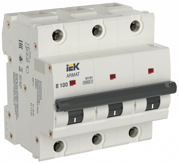IEK ARMAT Автоматический выключатель M10H 3P B 100A IEK, AR-M10H-3-B100