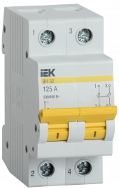 KARAT Выключатель нагрузки (мини-рубильник) ВН-32 2P 125А IEK, MNV10-2-125