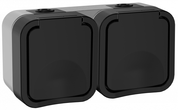 IEK TORS Розетка 2-местная горизонтальная 16А IP55 TS122 графит IEK, TS-R26-16-55-G-K53