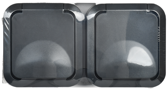 IEK TORS Розетка 2-местная горизонтальная 16А IP55 TS122 графит IEK, TS-R26-16-55-G-K53