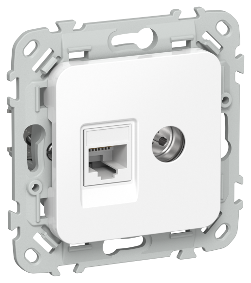 IEK FLITE Розетка 2-местная RJ45/TV категория 5Е UTP РКТВ5е-2-0-ФлБ белый IEK, FI-AK22-1-K01