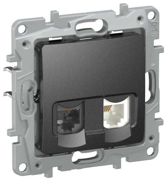 IEK IEKETIKA Розетка двойная RJ11+RJ45 кат.5E UTP 6726521 антрацит IEK