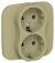 IEK FLITE Розетка 2-местная с заземлением с защитными шторками безвинтовое крепление 16А РСш12-1-А-ФлО оливковый IEK, FI-R24A-16-1-K26