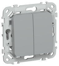 FLITE Выключатель 2-клавишный 10А ВС12-1-0-ФлС серый IEK, FI-V20-0-10-1-K03
