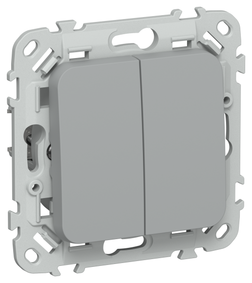 IEK FLITE Выключатель 2-клавишный 10А ВС12-1-0-ФлС серый IEK, FI-V20-0-10-1-K03