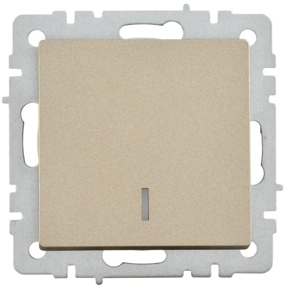 IEK BRITE Выключатель 1-клавишный с индикацией 10А ВС10-1-1-БрШ шампань IEK, BR-V10-1-10-K37