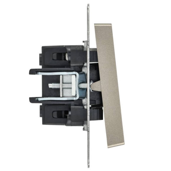 IEK BRITE Выключатель 1-клавишный с индикацией 10А ВС10-1-1-БрШ шампань IEK, BR-V10-1-10-K37