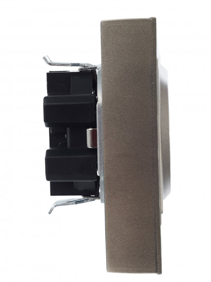 IEK BRITE Розетка 2-местная с заземлением с защитными шторками 16А в сборе РСш12-3-БрШ шампань , BR-R24-16-K37-F