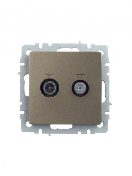 IEK BRITE Розетка двойная TV+SAT РТВ/РСп12-БрШ шампань , BR-AF20-O-K37