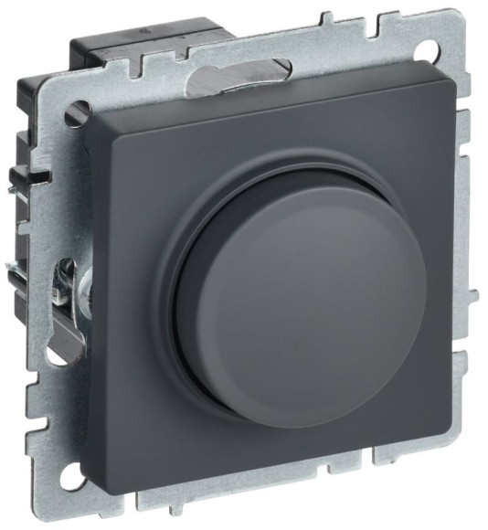 IEK BRITE Светорегулятор поворотно-нажимной 600Вт СС10-1-0-БрГ графит IEK, BR-D20-0600-K53