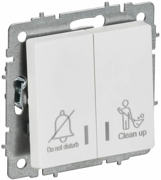 IEK BRITE Выключатель 2-клавишный с индикацией для отелей 10А ВС10-2-9-БрАБ арктический белый , BR-V20-2-10-K91