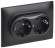 IEK SKANDY Розетка 2-местная с заземлением с защитными шторками 16А в сборе SK-R07Bl черный , SK-R24-16-K02-F