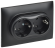 IEK SKANDY Розетка 2-местная с заземлением с защитными шторками 16А в сборе SK-R07Bl черный , SK-R24-16-K02-F