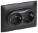 IEK SKANDY Розетка 2-местная с заземлением с защитными шторками 16А в сборе SK-R07Bl черный , SK-R24-16-K02-F