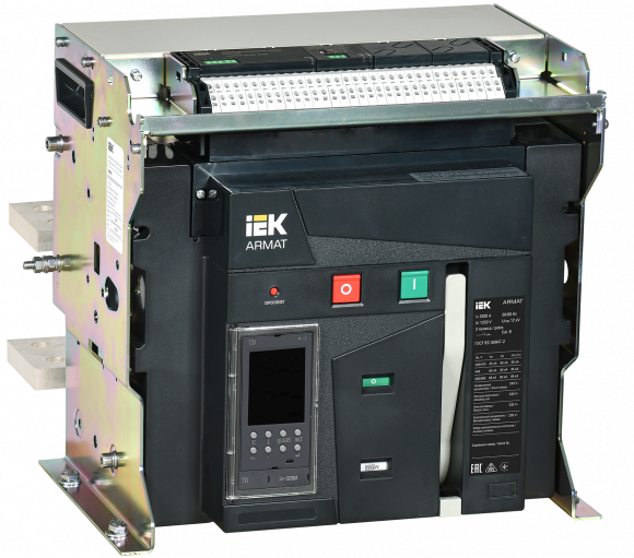 IEK ARMAT AR-A4S TD32 3P F HR Выключатель автоматический воздушный 85кА расцепитель TD 3200А 3P стационарный с аксессуарами ~220-240В: реле отключения, реле включения, моторный привод IEK, AR-ACB-3FF-085-3200A-TDCF