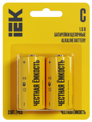 Батарейка щелочная Alkaline LR14/C (2шт/блистер) IEK, ABT-LR14-OP-L02