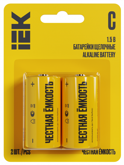 IEK Батарейка щелочная Alkaline LR14/C (2шт/блистер) IEK, ABT-LR14-OP-L02