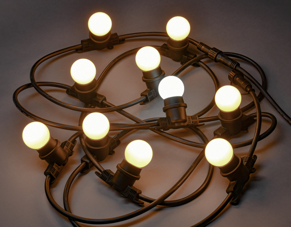 IEK LIGHTING Гирлянда белт-лайт 5м 10 теплый белый цвет ламп IP65 черный шнур 3м 230В транзит IEK, LGDU601-1-010-05-B-S-65