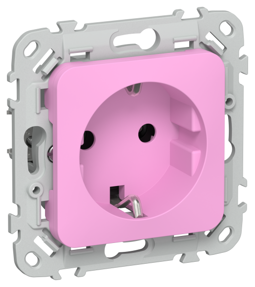 IEK FLITE Розетка с заземлением без защитных шторок безвинтовое крепление 16А РС11-1-ФлПр пурпурный IEK, FI-R11-16-1-K99