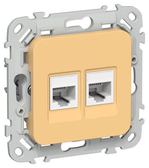 IEK FLITE Розетка 2-местная компьютерная RJ45 категория 5Е UTP РК5е-2-0-ФлЗ золотарник IEK, FI-K22-1-K90