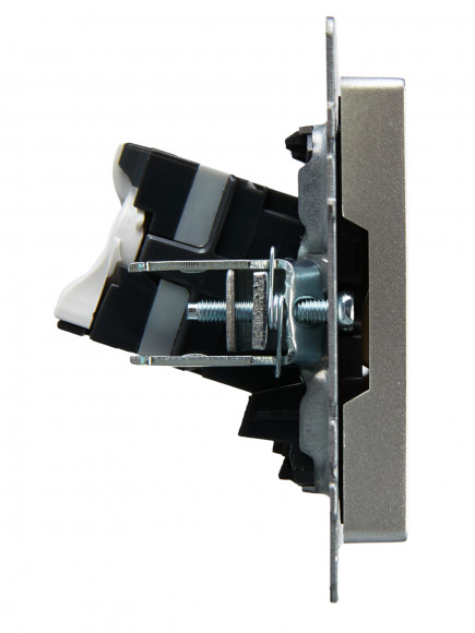 IEK BRITE Розетка компьютерная двойная RJ45 кат.5E РК10-2-БрА алюминий , BR-K20-1-K47