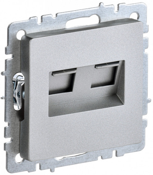 IEK BRITE Розетка компьютерная двойная RJ45 кат.5E РК10-2-БрА алюминий IEK, BR-K20-1-K47
