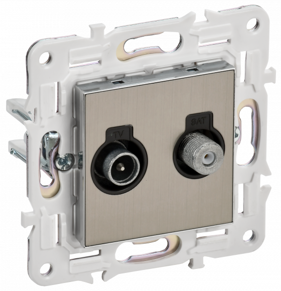IEK SKANDY Розетка двойная TV+SAT SK-A13N металл никель , SK-AF20-O-K50