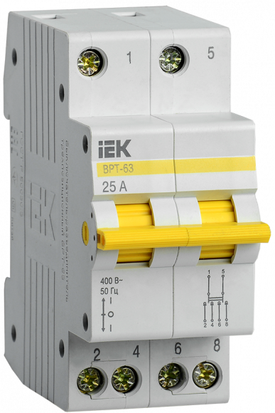 IEK Выключатель-разъединитель трехпозиционный ВРТ-63 2P 25А IEK, MPR10-2-025