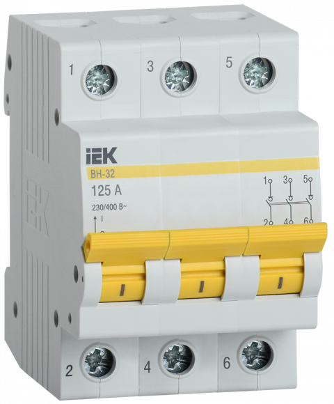 IEK KARAT Выключатель нагрузки (мини-рубильник) ВН-32 3P 125А IEK, MNV10-3-125
