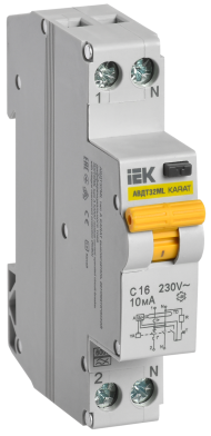 Выключатель автоматический дифференциального тока АВДТ32ML тип A С16 10мА KARAT IEK, MVD12-1-016-C-010-A