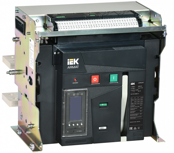 IEK ARMAT AR-A4S TY32 3P F HR Выключатель автоматический воздушный 85кА расцепитель TY 3200А 3P стационарный с аксессуарами ~220-240В: реле отключения, реле включения, моторный привод IEK, AR-ACB-3FF-085-3200A-TYCF