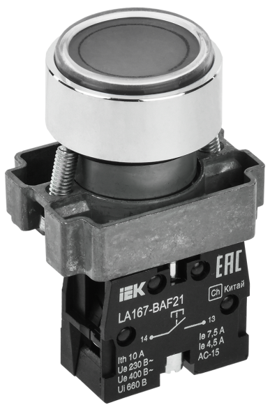 IEK Кнопка управления LA167-BAF21 d=22мм 1NO черная IEK, BBT20-BAF21-1-22-67-K02 IEK Кнопка управления LA167-BAF21 d=22мм 1NO черная IEK, BBT20-BAF21-1-22-67-K02