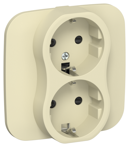 IEK FLITE Розетка 2-местная с заземлением с защитными шторками 16А РСш12-0-А-ФлН навахо IEK, FI-R24A-16-K87