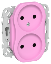 FLITE Розетка 2-местная без заземления без защитных шторок безвинтовое крепление 10А РС02-1-ФлПр пурпурный IEK, FI-R20-10-1-K99