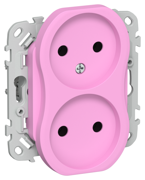 IEK FLITE Розетка 2-местная без заземления без защитных шторок безвинтовое крепление 10А РС02-1-ФлПр пурпурный IEK, FI-R20-10-1-K99
