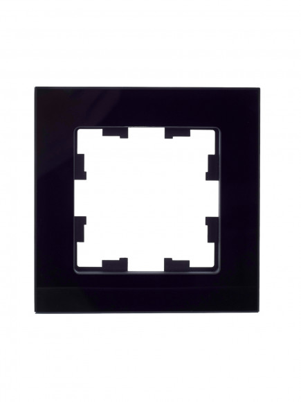 IEK BRITE Рамка 1 -местная РУ-1-2-БрЧ стекло черный , BR-M12-G-K02