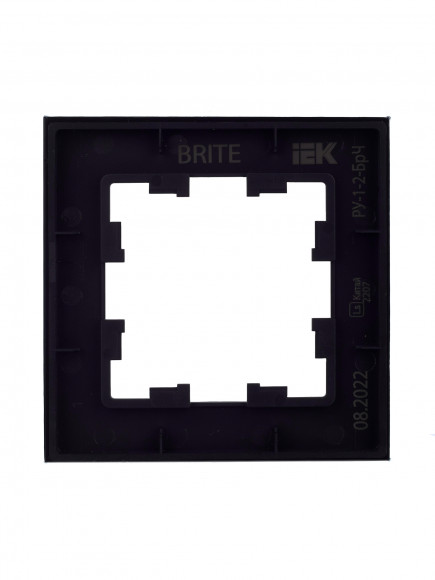 IEK BRITE Рамка 1 -местная РУ-1-2-БрЧ стекло черный , BR-M12-G-K02