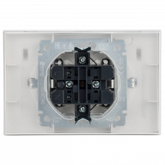 IEK BRITE Розетка 2-местная с заземлением с защитными шторками и крышкой 16А в сборе IP44 РСбш12-3-44-БрБ белый , BR-R26-16-44-K01-F