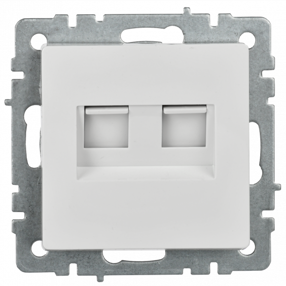 IEK BRITE Розетка компьютерная двойная кат.5E RJ45 РК10-2-БрБ белый , BR-K20-1-K01